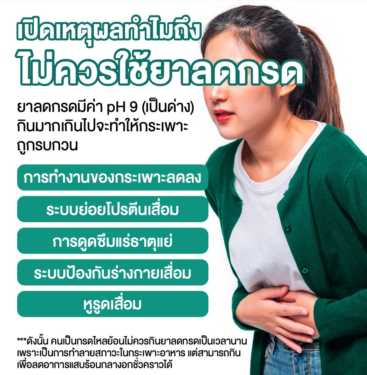 เหตุผลที่ทำไมไม่ควรใช้ยาลดกรด