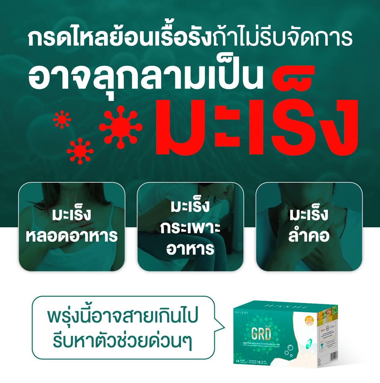 กรดไหลย้อน ไม่รีบจัดการอาจเป็นมะเร็งได้